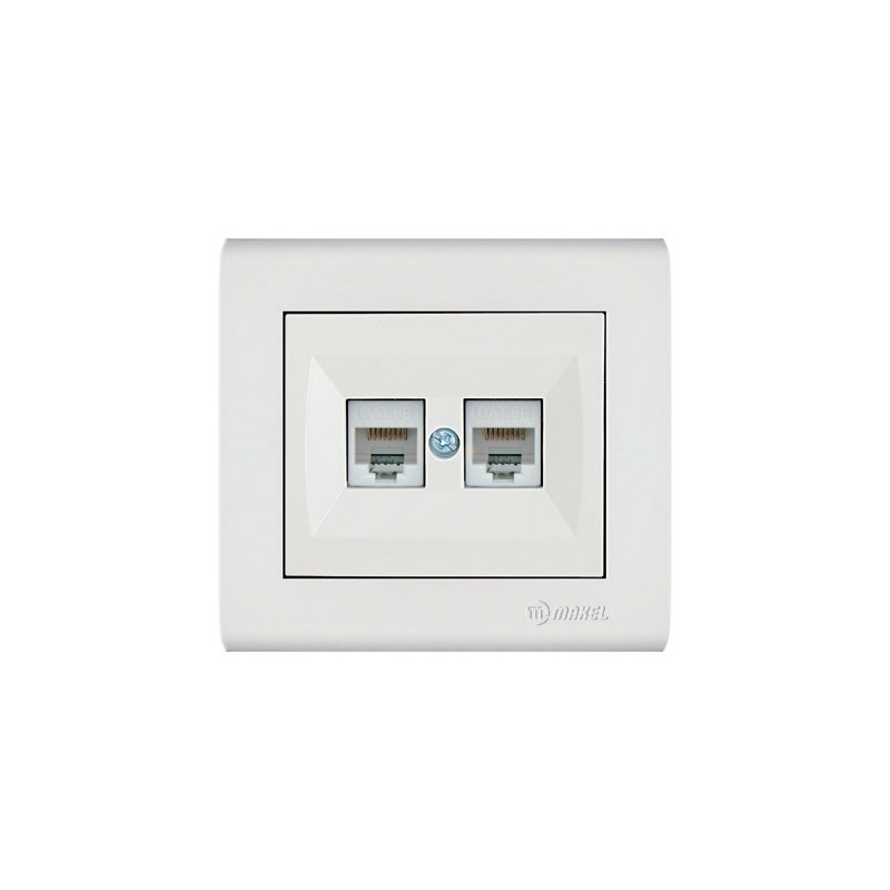 Makel Manolya Διπλή Πρίζα Δικτύου Data RJ45 Cat6 Λευκή (41001136)