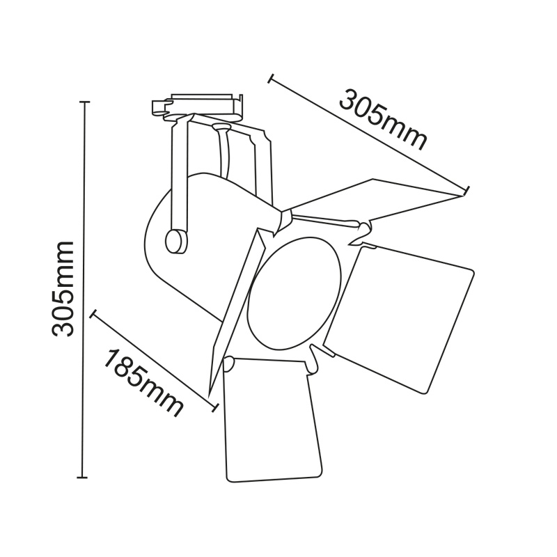 Aca Σποτ ράγας 4 καλωδίων E27 PAR30 Μαύρο (238TLB4W)