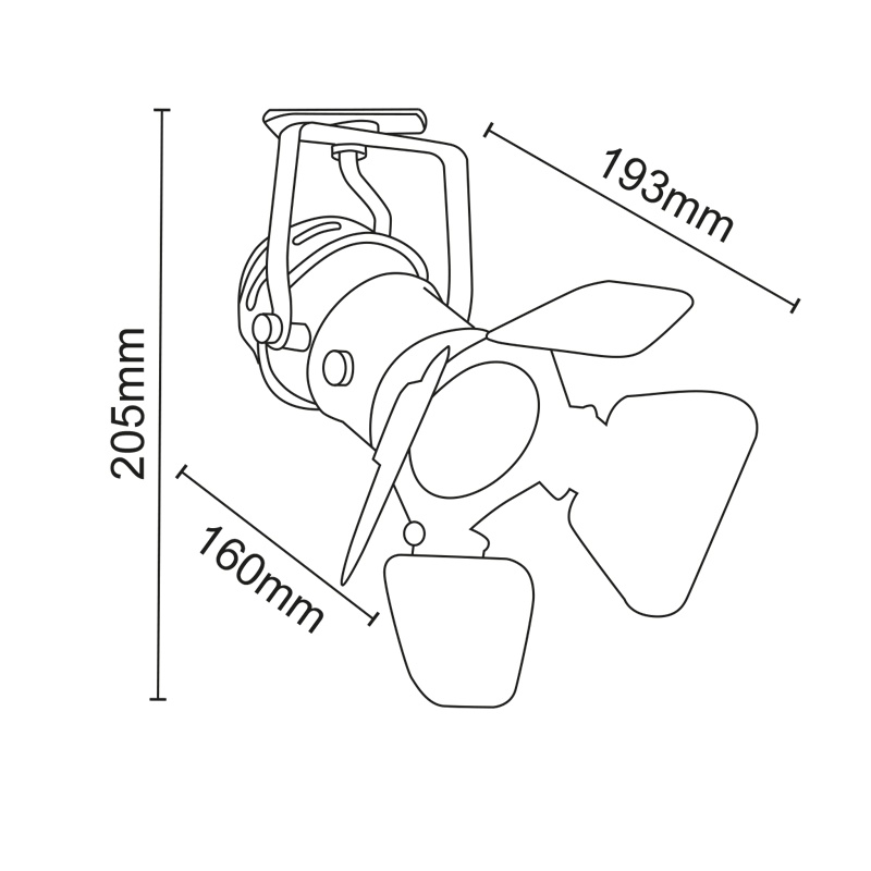 Aca Σποτ ράγας 2 καλωδίων GU10 Μαύρο (244TLB2W)