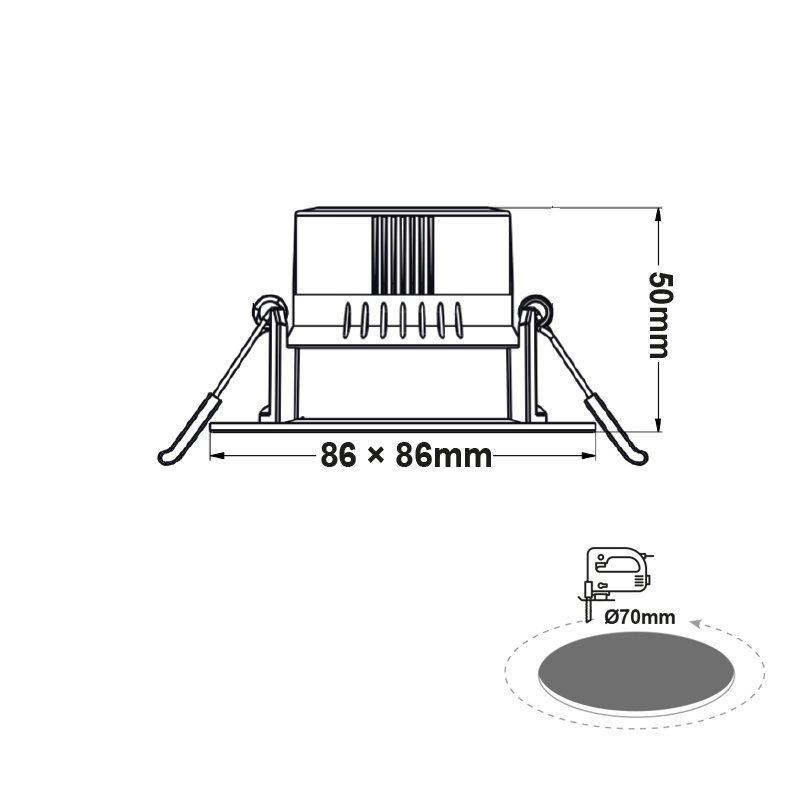LED SMD ΛΕΥΚΟ χωνευτό φωτιστικό οροφής 7W 40° (FALKO7S)