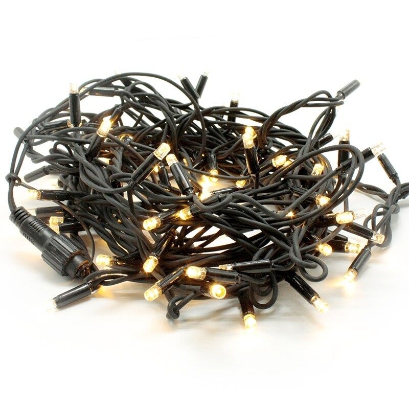 100 Led (5mm) Θερμά με Μαύρο Καουτσούκ Καλώδιο (100WWE44R)