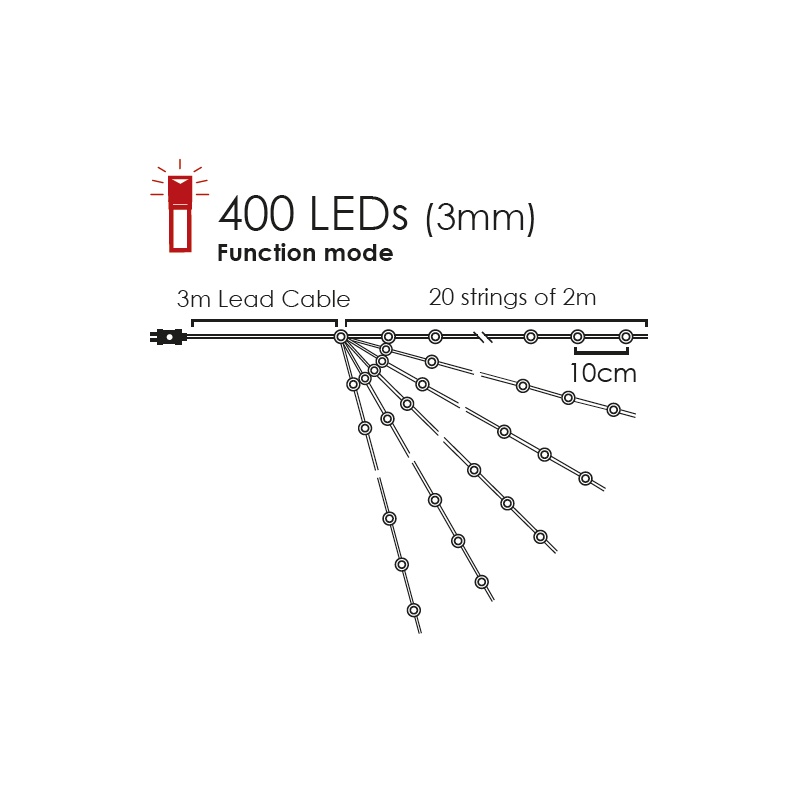 400 Led (3mm) RGB & Κίτρινα Λαμπάκια με Ασημί Καλώδιο Χαλκού & Πρόγραμμα (XSW400RGBYAF44)