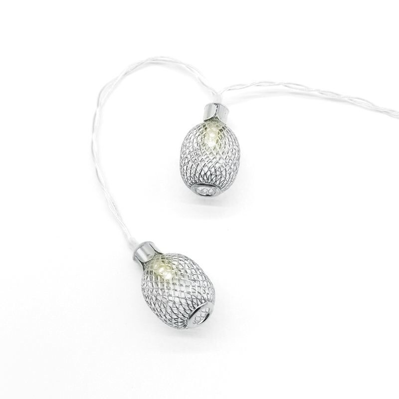 10 Led (5mm) Θερμά Λαμπάκια Pineapple με Ασημί Μέταλλο (FMSPEAR10WW2A)
