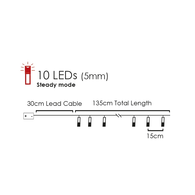 10 Led (5mm) Θερμά Λαμπάκια Woven Bag (XG10WW2A)