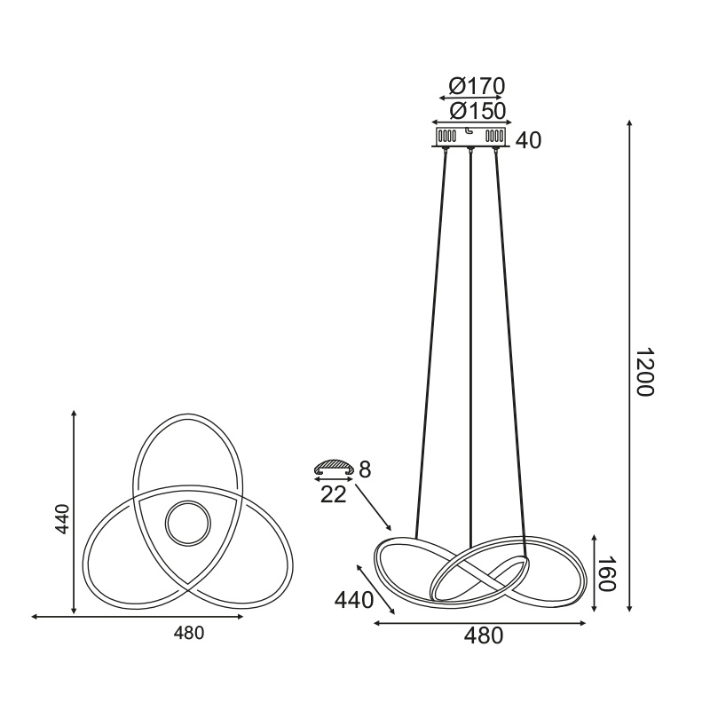 Aca Led Κρεμαστό Φωτιστικό 48W 3000K Ορείχαλκος (HM92LEDP48BR)