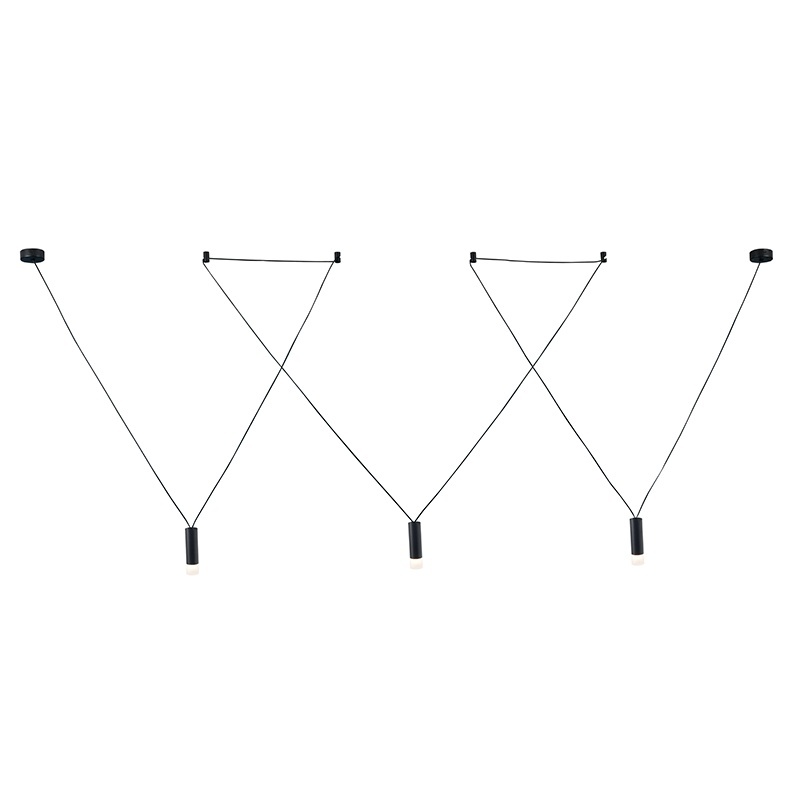 Aca Τρίφωτο Κρεμαστό Φωτιστικό Μαύρο (YL22P3BK)