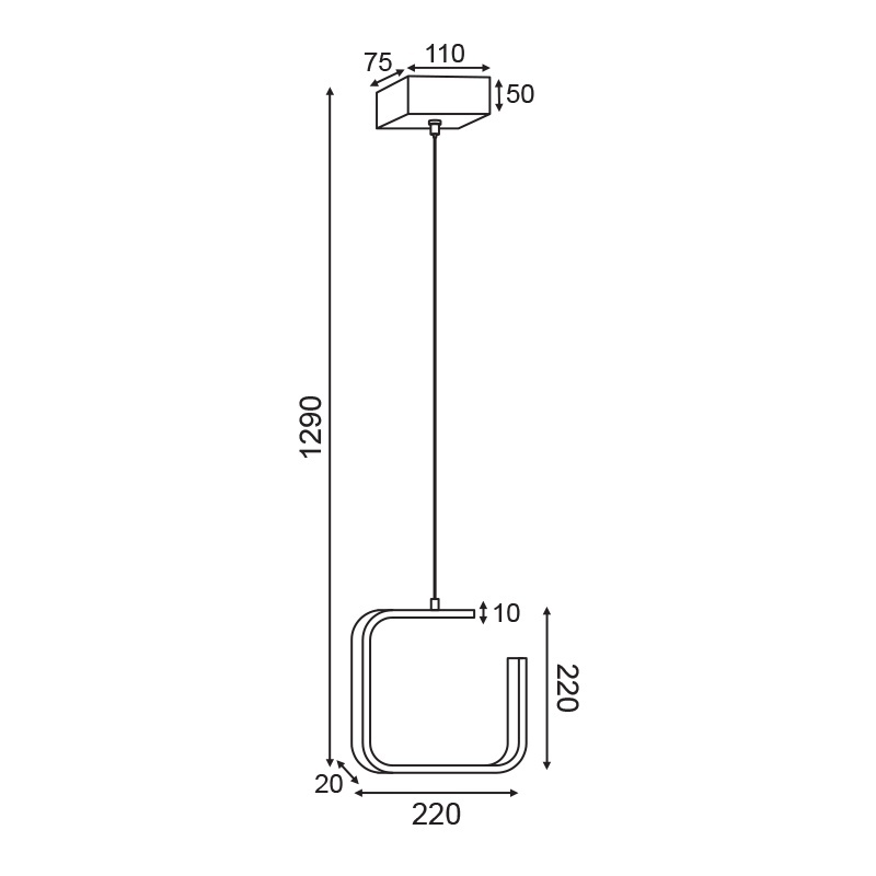 Aca Led Κρεμαστό Φωτιστικό 8W 3000K Μαύρο (V27LEDP22BK)