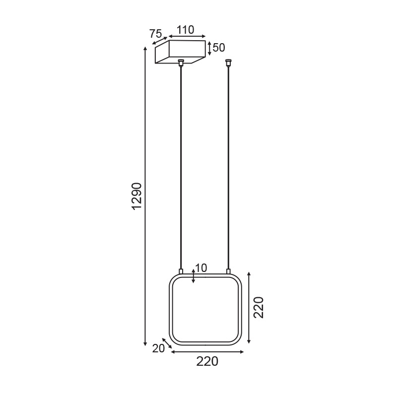 Aca Led Κρεμαστό Φωτιστικό 9W 3000K Μαύρο (V30LEDP22BK)