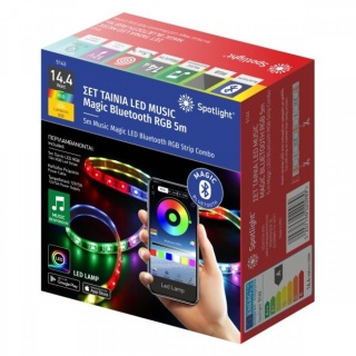 Spotlight ΣΕΤ 5μ SMD LED MUSIC Magic Bluetooth Λωρίδα 14.4W/m RGB (5143)