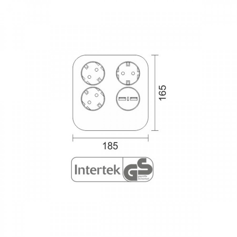 Πολύπριζο 3 Θέσεων & 2 USB με καλώδιο 1.4m 3x1.5mm² (7021)