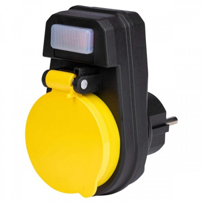 Αντάπτορας Schuko Στεγανός με Φωτιζόμενο Διακόπτη (7038)