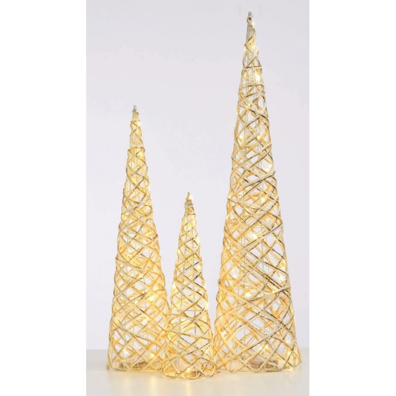 Επιτραπέζιο WHITE & GOLD CONE Δέντρο 30 Led Θερμά 60cm (X11301117)