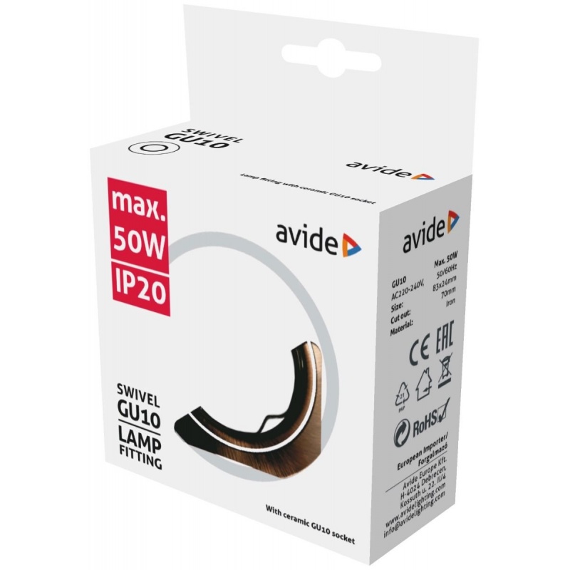 Avide Σποτ Χωνευτό Στρογγυλό Κινητό MR16 & GU10 Χάλκινο (15.001.0521)