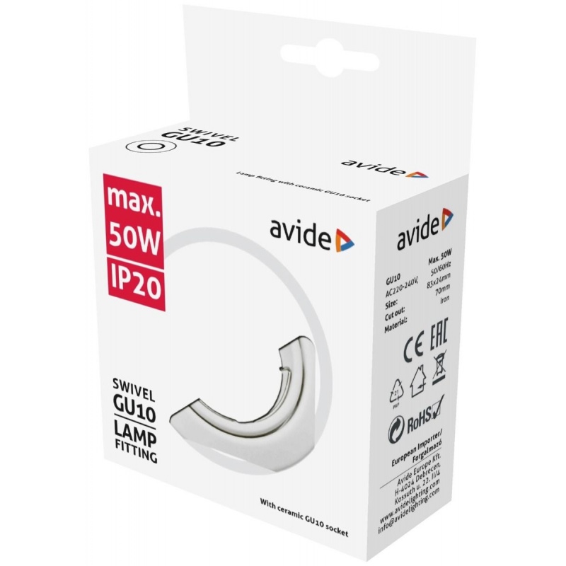 Avide Σποτ Χωνευτό Στρογγυλό Κινητό MR16 & GU10 Λευκό (15.001.0522)