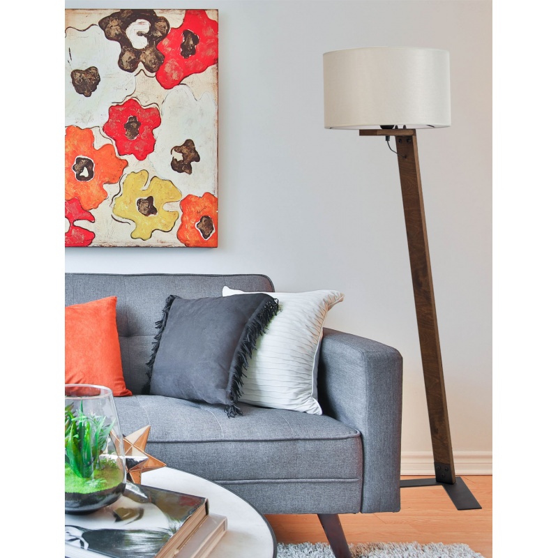 Arkolight Φωτιστικό δαπέδου ξύλο-αμπαζούρ μπεζ Ε27 (6420-2/40)