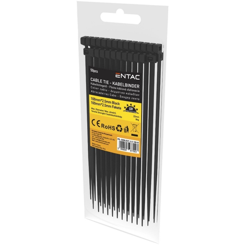 Entac Δεματικά 100x2.5mm Μαύρα 50τμχ (ECT-2.5-100-B)