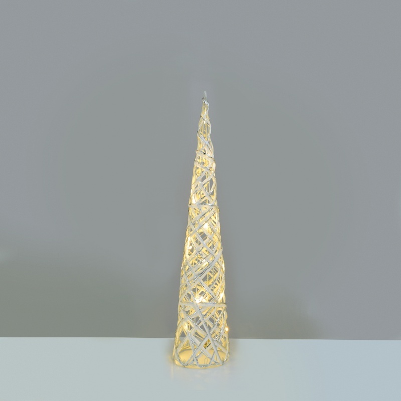 Επιτραπέζιο WHITE & SILVER CONE Δέντρο 20 Led Θερμά 40cm (X11201118)