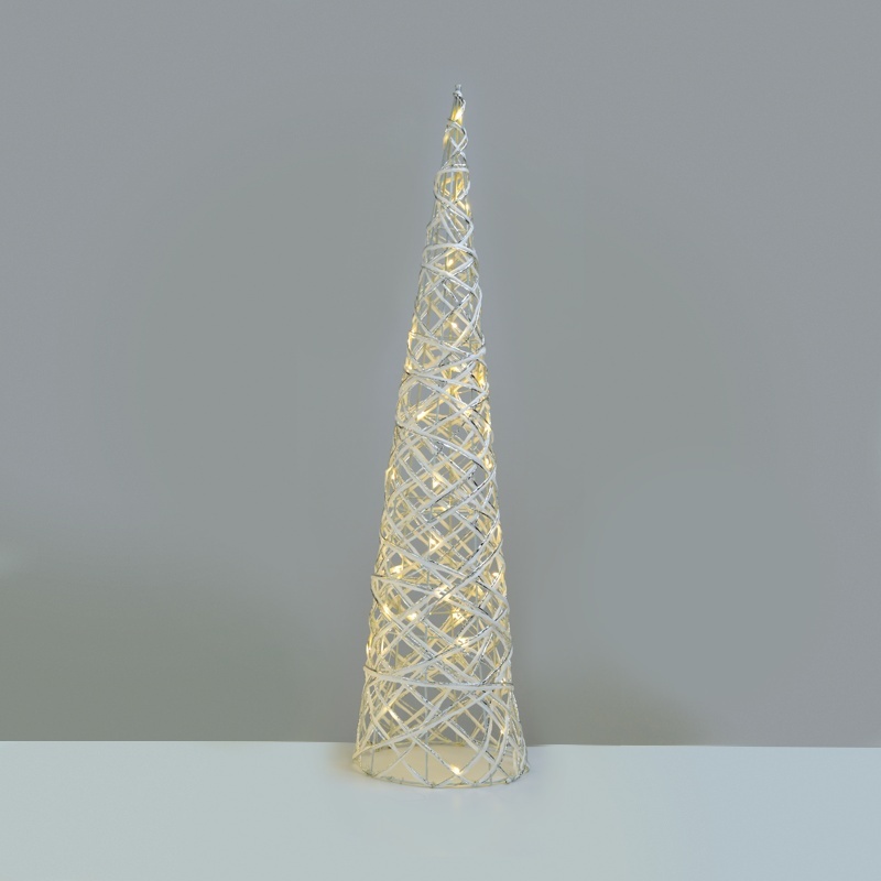 Επιτραπέζιο WHITE & SILVER CONE Δέντρο 40 Led Θερμά 80cm (X11401118)