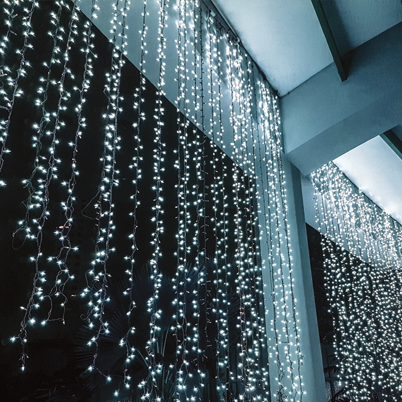240 Led (5mm) Λαμπάκια Κουρτίνα Ψυχρά 2x1m με Διάφανο Καλώδιο (X08240221)