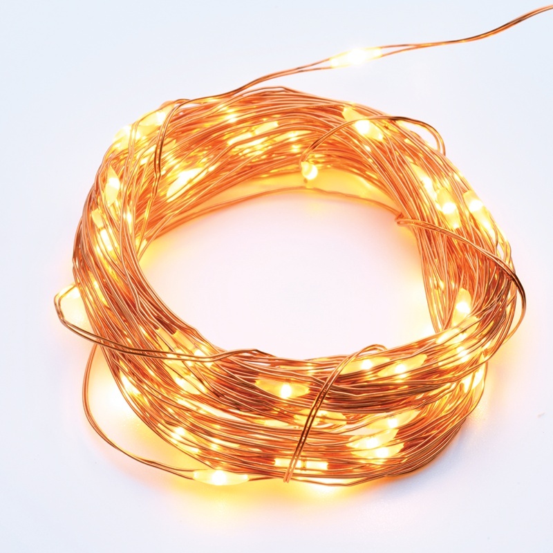 100 Led (3mm) Θερμά Λαμπάκια με Χάλκινο Καλώδιο & Πρόγραμμα (X01100122)