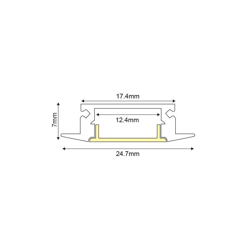 Aca MINI Χωνευτό Προφίλ Αλουμινίου με Οπάλ Κάλυμμα (P108U)
