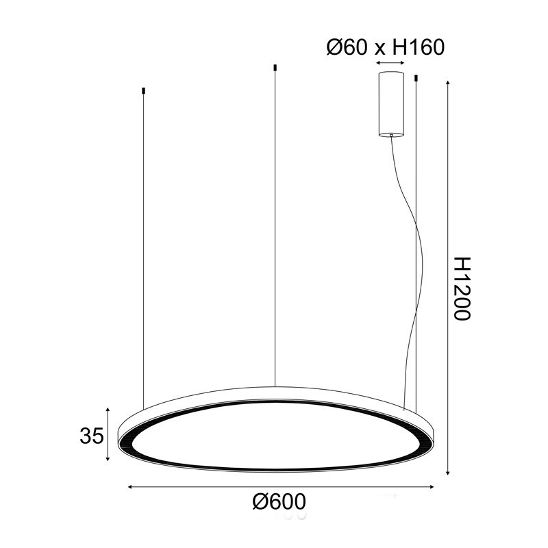 Aca Led Κρεμαστό Φωτιστικό 54W 3000K Χρυσό (BR97LEDP60GD)