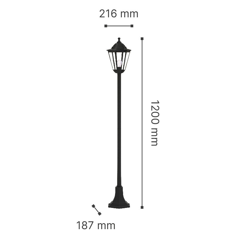 It-Lighting Redfish 1xE27 Κολώνα με Φανάρι Μαύρο (80500214)