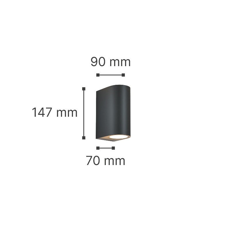 It-Lighting Michigan 2xGU10 Επιτοίχιο Φωτιστικό Up-Down Ανθρακί (80200144)