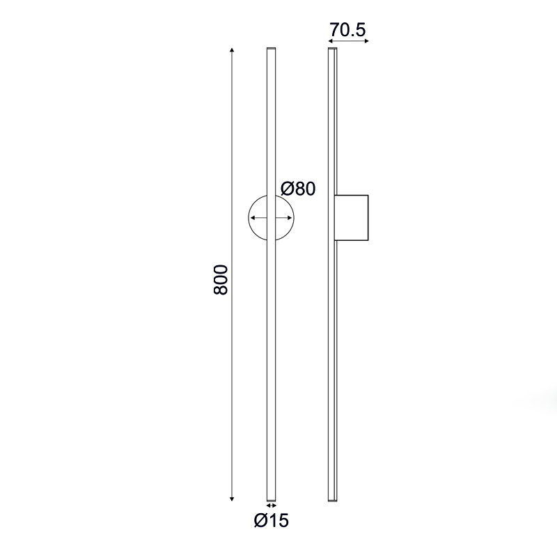 Aca Led Επιτοίχιο Φωτιστικό 15W 3000K Μαύρο (ZM16LEDW80BK)