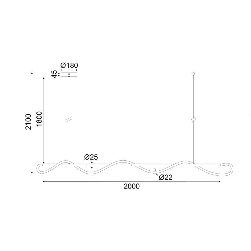 Aca Led Κρεμαστό Φωτιστικό 60W 3000K Μαυρό (ZM36LEDP190BK)
