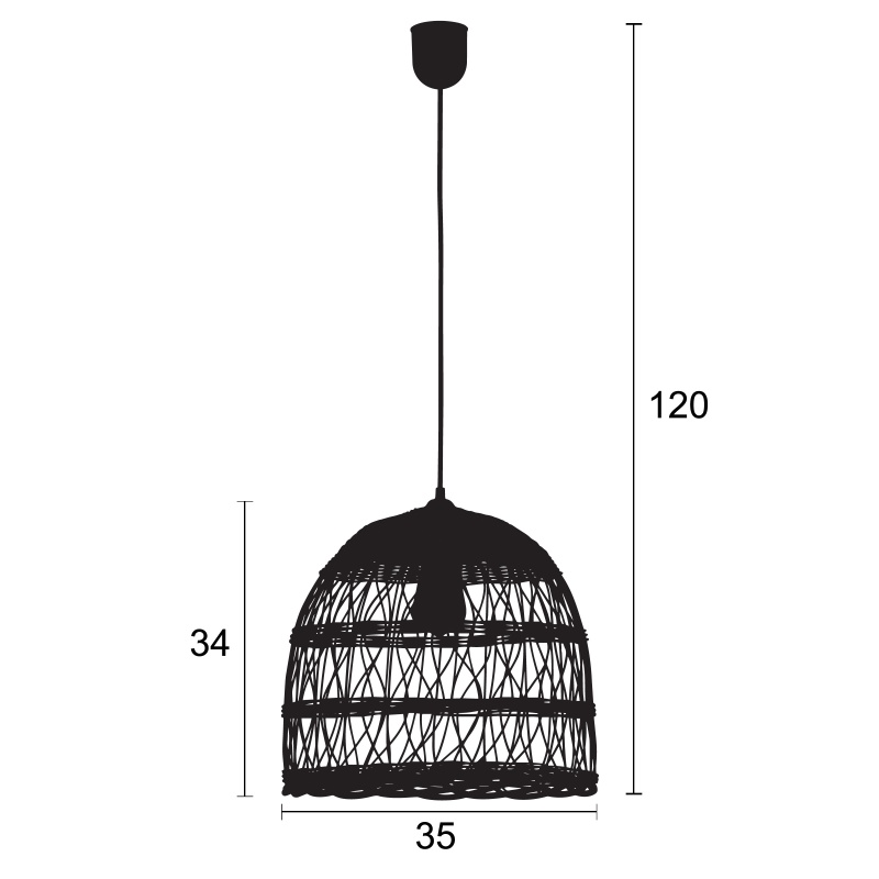 Arkolight Φωτιστικό Μονόφωτο Ρατάν E27 Φ35 (981-2/35)  [ΥΚ]