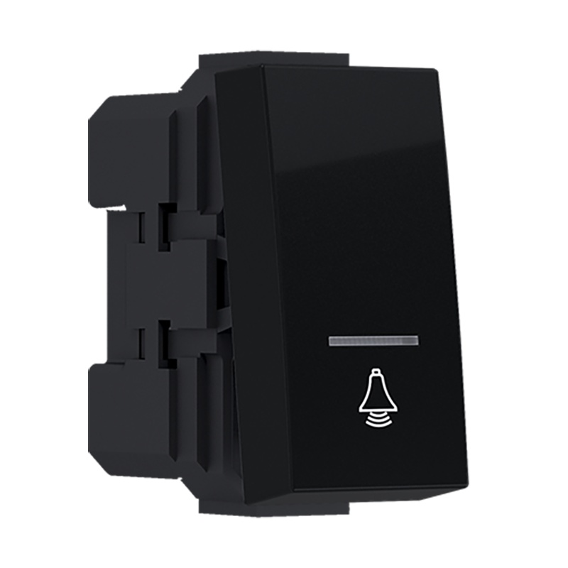 Acaelec Modys Mπουτόν με Ένδειξη & Σύμβολο Κουδούνι 1P 10A 250VAC IP20 Μαύρο Ματ (10101312308)