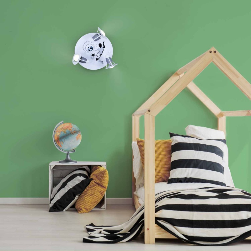 Elobra Παιδικό Φωτιστικό Τοίχου-Οροφής Ποδοσφαιριστής Ασημί Football Soccer (128299)