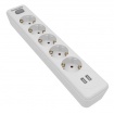 Philips Πολύπριζο 5 Θέσεων + 2 USB με διακόπτη & καλώδιο Braided  2m Λευκό (SPN3052WA)