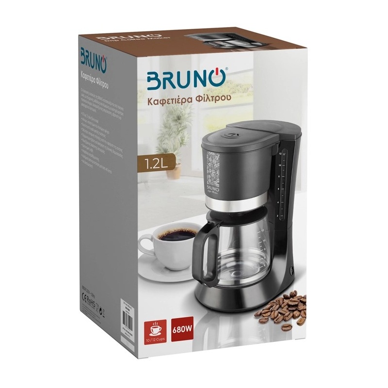Bruno Καφετιέρα Φίλτρου 1.2L 680W Μαύρη (BRN-0086)