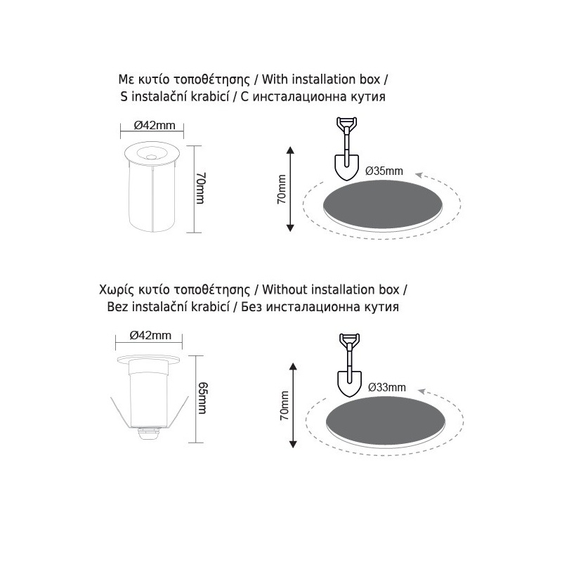 Aca Led Mini χωνευτό φωτιστικό εδάφους 1W 3000K (LG20130)