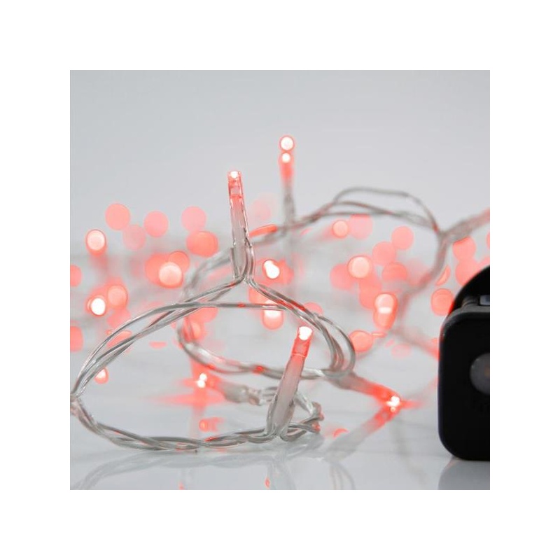 Eurolamp 240 Led (3mm) Κόκκινα 12m με Διάφανο Καλώδιο & Πρόγραμμα (600-11583)