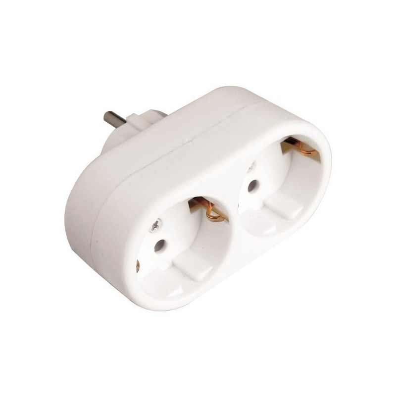 Eurolamp Αντάπτορας Schuko 2 Θέσεων Λευκός (147-10000)