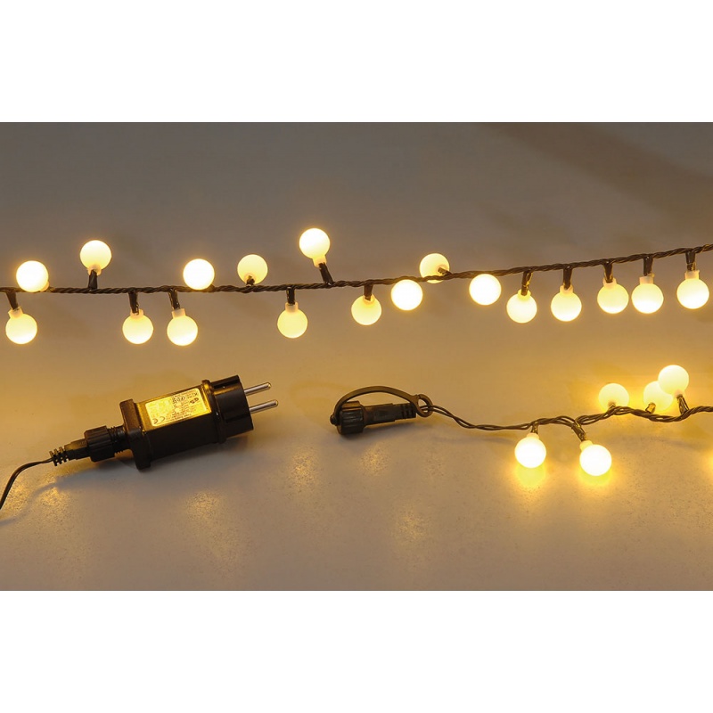 100 Led (3mm) Θερμά 5m με Μπίλια & Πράσινο Καλώδιο (62309)