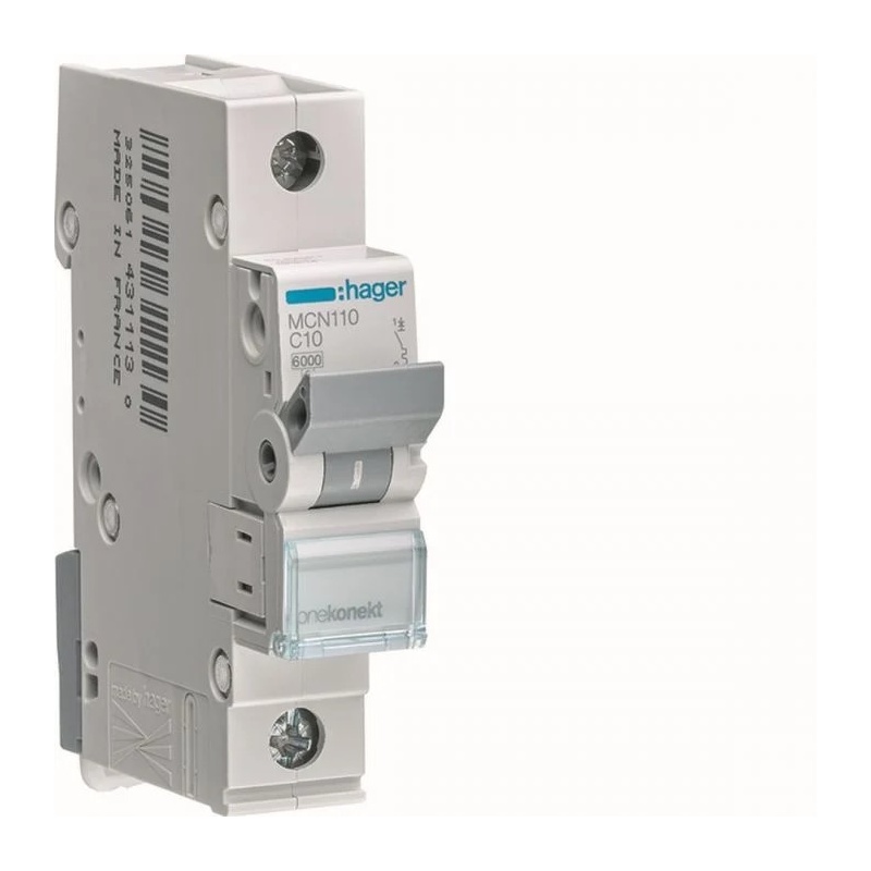 Hager Αυτόματη Ασφάλεια 10Α Καμπύλης C 6KA 1P (MCN110)
