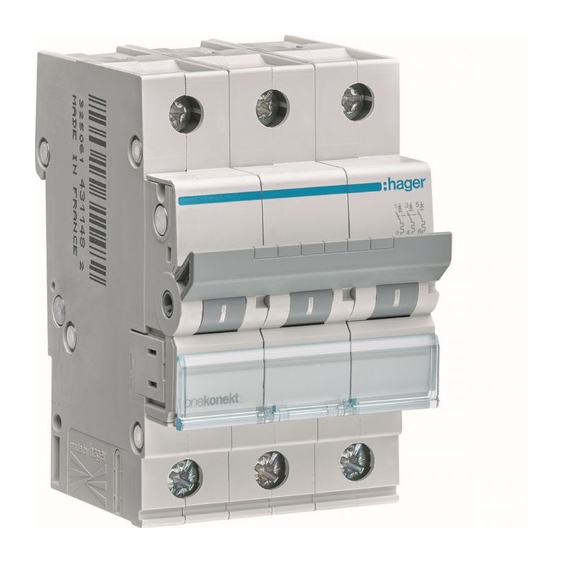 Hager Αυτόματη Ασφάλεια 25Α Καμπύλης C 6KA 3P (MCN325)
