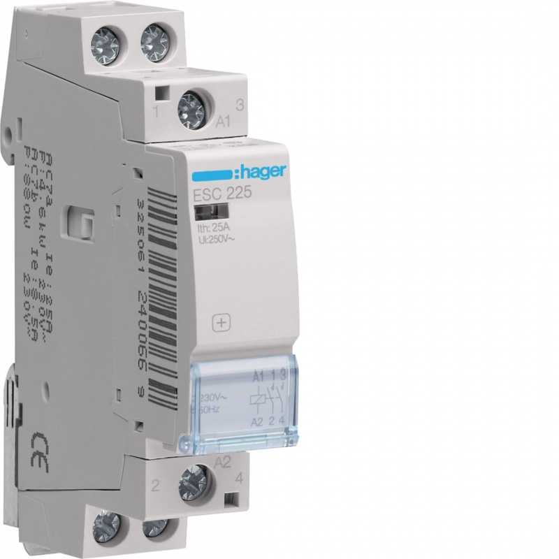 Hager Ρελέ Ράγας Ισχύος 25A 2NO 1M 230V (ESC225)