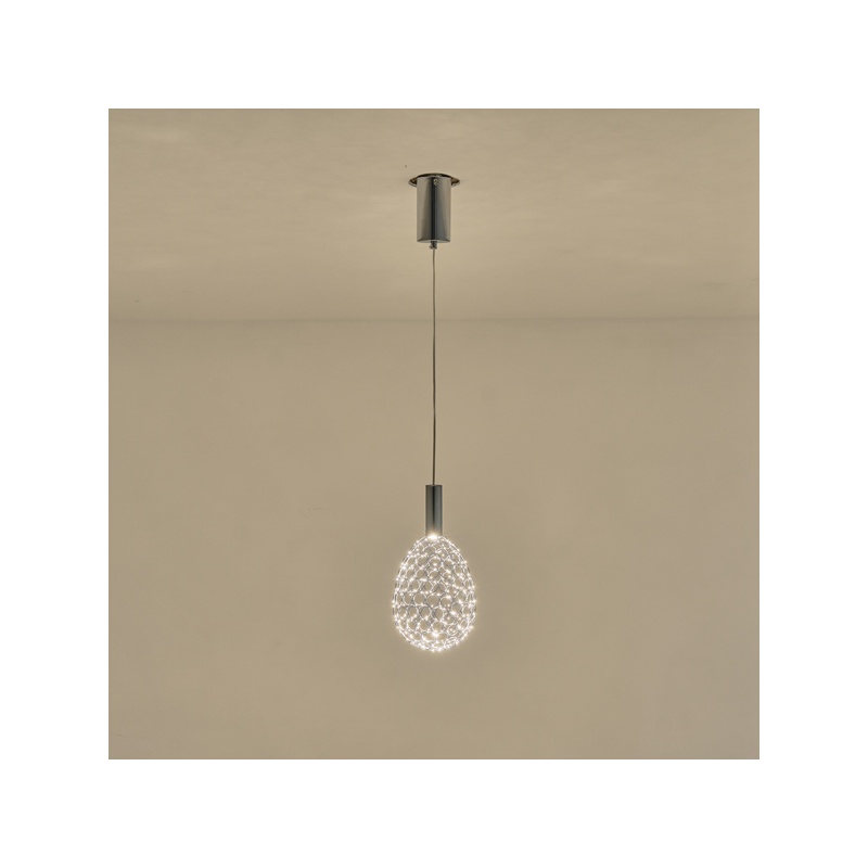 Arte Illumina Φωτιστικό Μονόφωτο Μέταλλο Οβάλ LED 6,3W 3000K 648lm Φ140x1400mm Ασημί PERFORATO (144-15064)