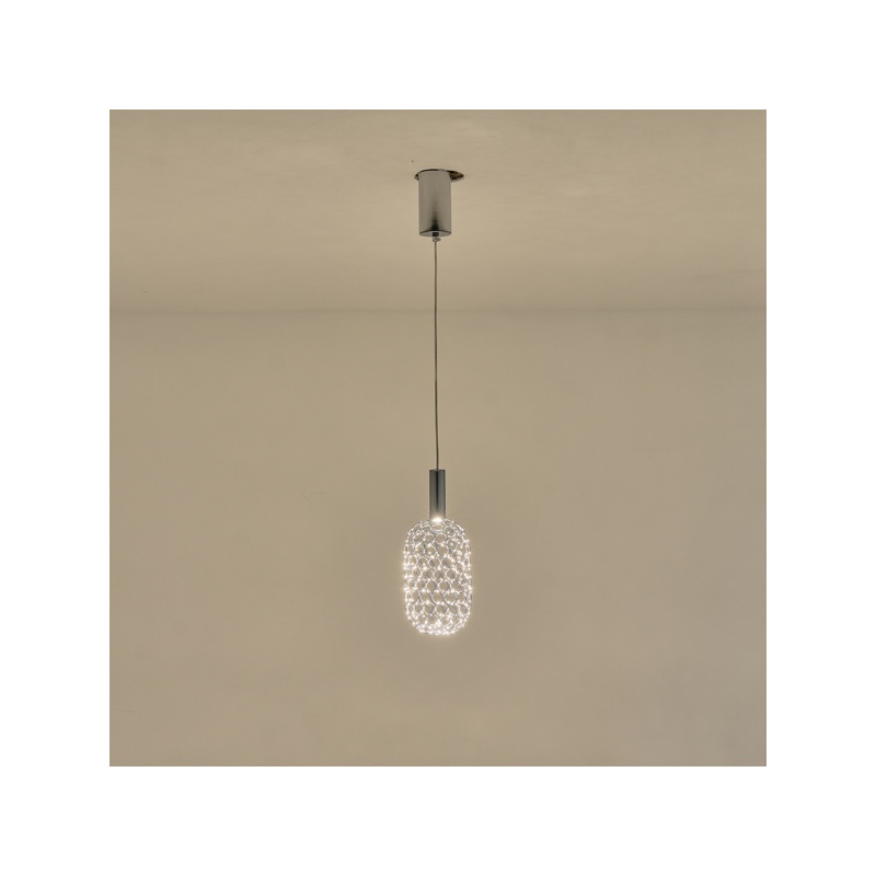 Arte Illumina Φωτιστικό Μονόφωτο Μέταλλο LED 6,3W 3000K 648lm Φ200X1580mm Ασημί PERFORATO (144-15066)