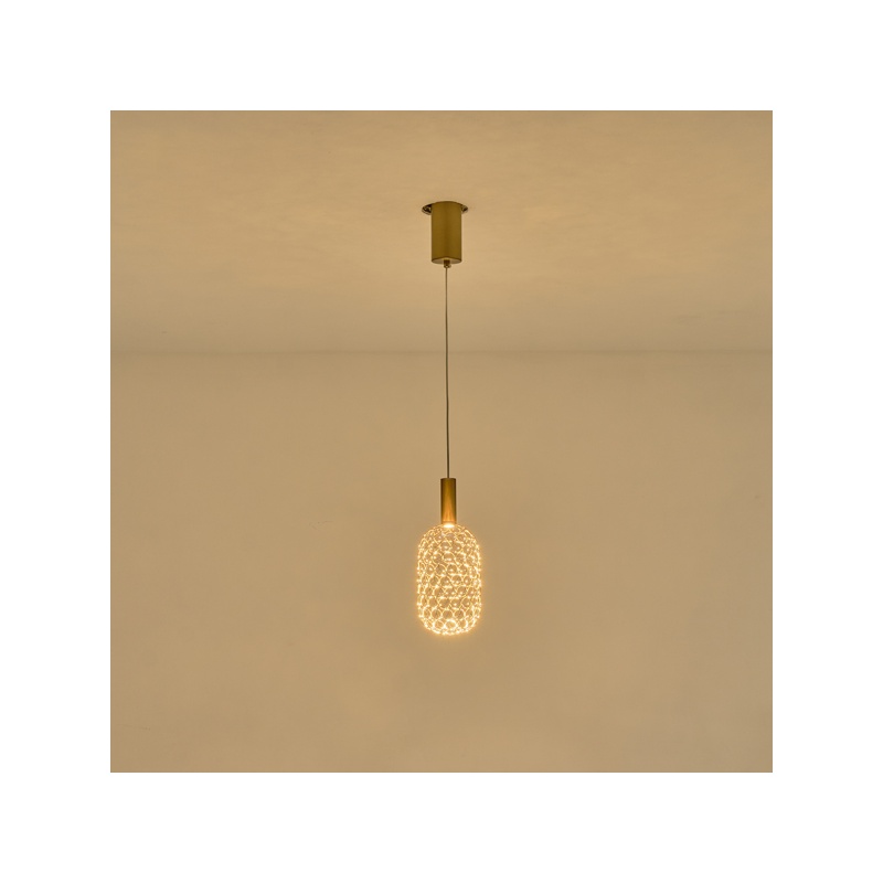 Arte Illumina Φωτιστικό Μονόφωτο Μέταλλο LED 6,3W 3000K 648lm Φ200X1580mm Χρυσό PERFORATO (144-15067)