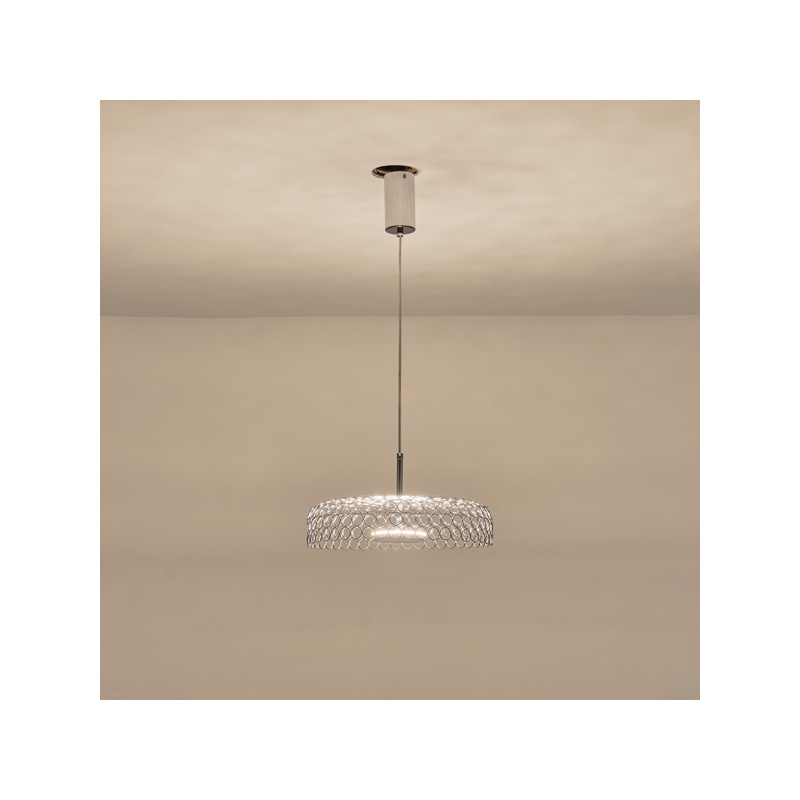 Arte Illumina Φωτιστικό Μονόφωτο Μέταλλο Κρεμαστό LED 10W 3000K 1080lm Φ350x1390mm Ασημί PERFORATO (144-15072)