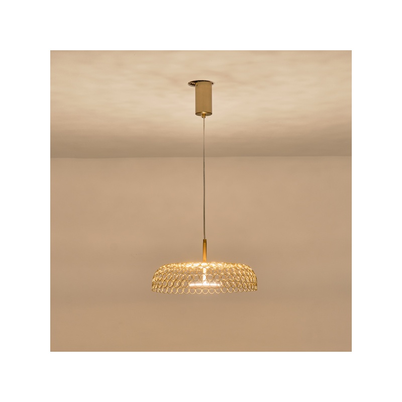 Arte Illumina Φωτιστικό Μονόφωτο Μέταλλο Κρεμαστό LED 10W 3000K 1080lm Φ350x1400mm Χρυσό PERFORATO (144-15073)