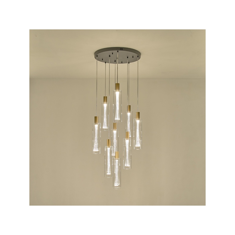 Arte Illumina Κρεμαστό Φωτιστικό 9 ΦΩΤΟ Γυαλί 60W 3000K 7200lm Φ300mm VIAL (144-15100)