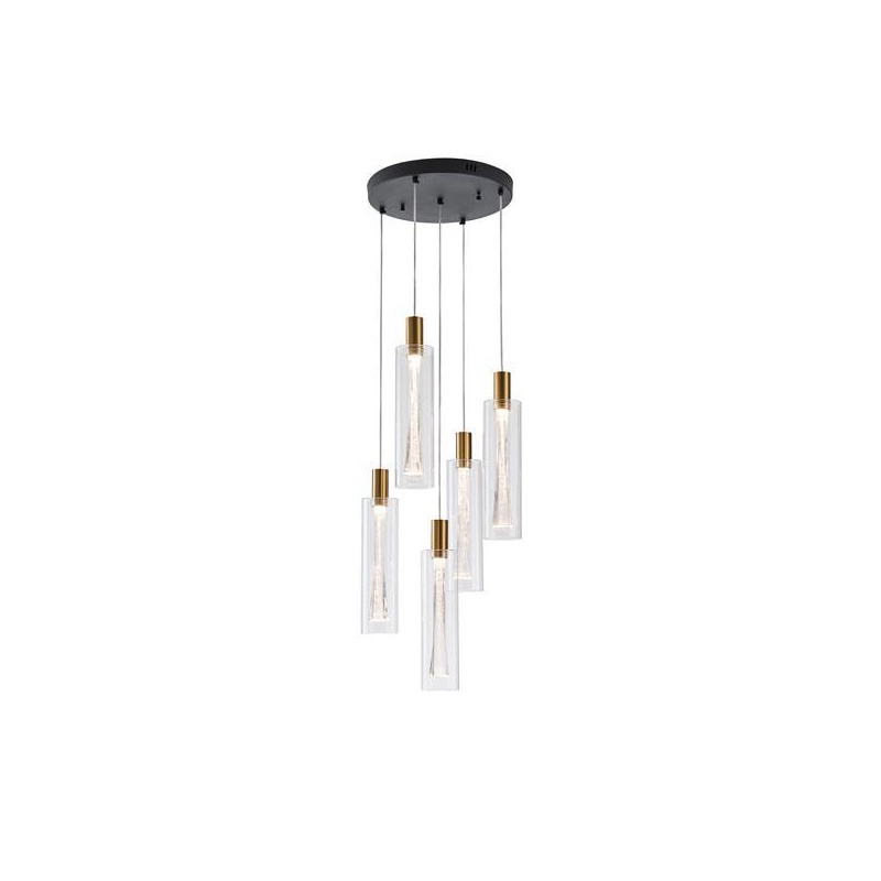 Arte Illumina Κρεμαστό Φωτιστικό 5 ΦΩΤΟ Γυαλί 38W 3000K 4400lm Φ350x1930mm VIAL (144-15101)