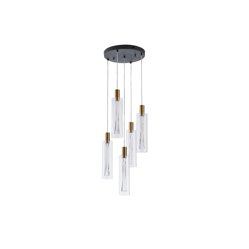 Arte Illumina Κρεμαστό Φωτιστικό 5 ΦΩΤΟ Γυαλί 38W 3000K 4400lm Φ350x1930mm VIAL (144-15101)